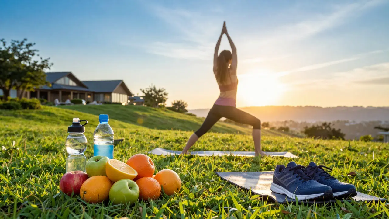 Žena se zdravým životním stylem kombinuje pohyb a výživu