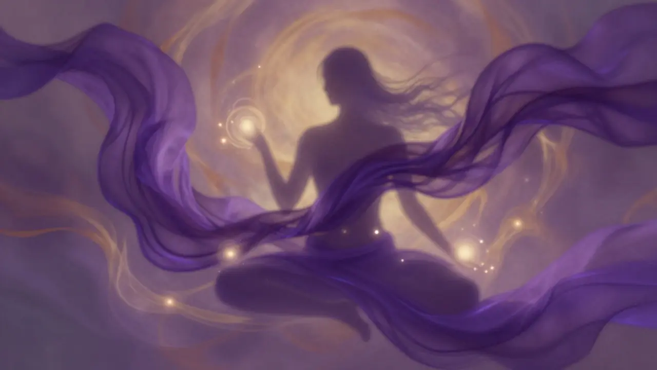 Abstraktní ilustrace symbolizující energetické uvolnění a smyslnost.