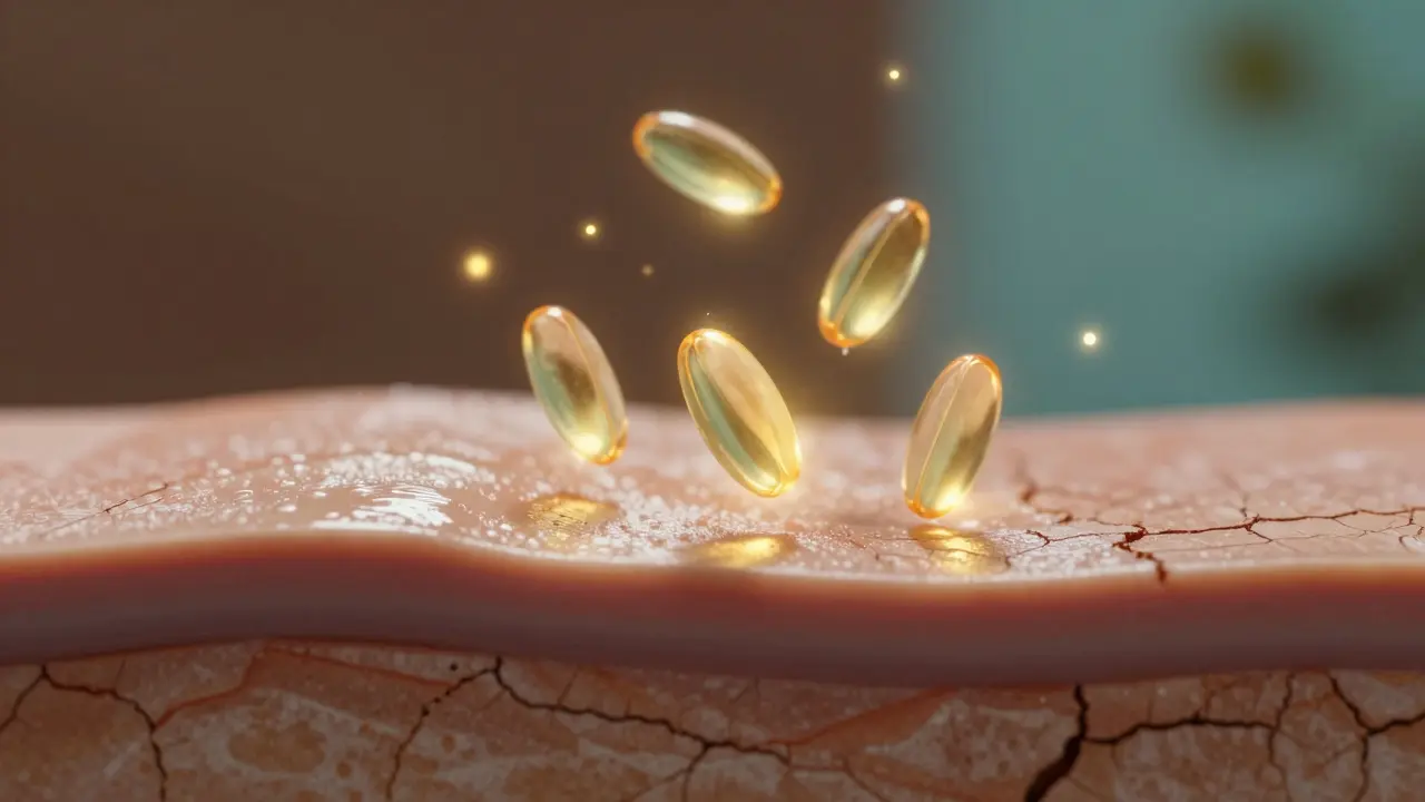 Abstraktní ilustrace hydratace pleti antioxidanty